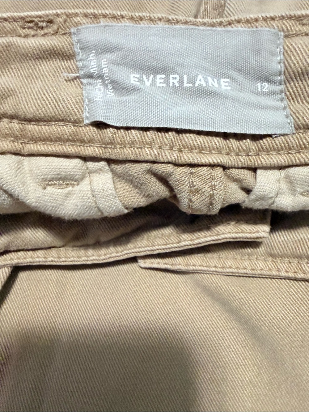 Everlane Barrel Leg Cropped Pants Tan Khaki Size 12 - Picture 4 of 8